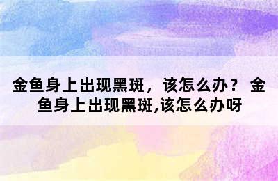 金鱼身上出现黑斑，该怎么办？ 金鱼身上出现黑斑,该怎么办呀